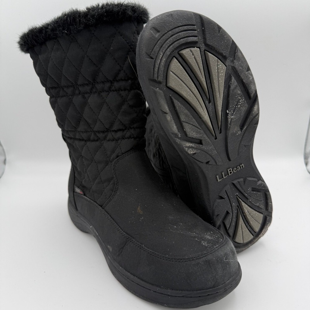 Women's L.L. Bean Black Tek 2.5 PrimaLoft Winter Commuter Snow Boots Size 8.5 W